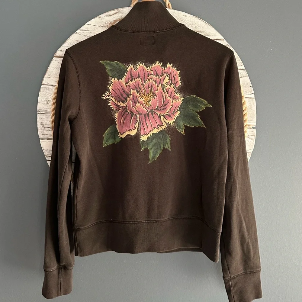 VTG Lucky Brand Lotus Zip Sweatshirt Jacket - Picture 1 of 9